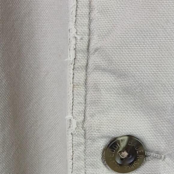 Eddie Bauer VTG SZ L Cotton Tan Chore Jacket Corduroy Collar Down Plaid Liner - Picture 11 of 11